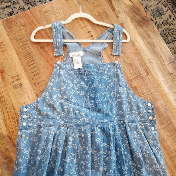 Casey & Max Blue Floral Denim Overall Dress - Size XL - Picture 7 of 16